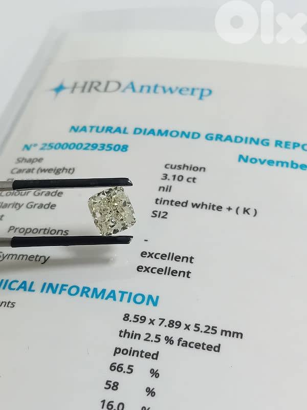 certified diamond 3.10 ct. . k si2 ex ex 1