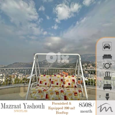 Mazraat Yashouh | Furnished-Decorated 200m² Rooftop | Panoramic View