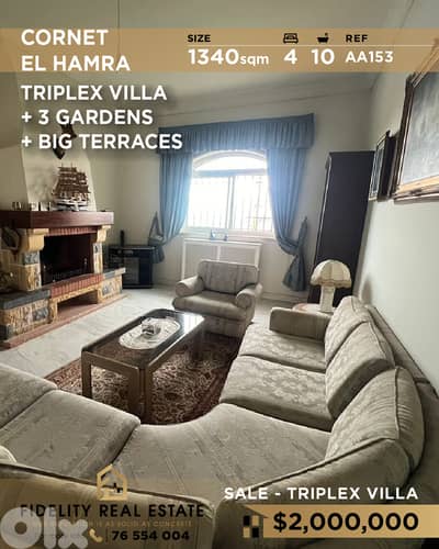 Villa triplex for sale in Kornet El Hamra AA153