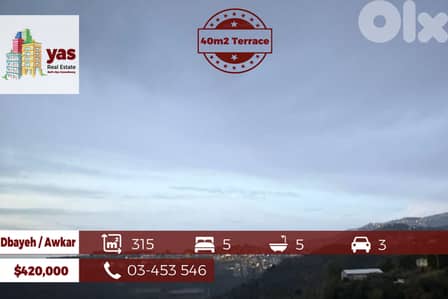 Dbayeh/Awkar 315m2 | 40m2 Terrace | Panoramic View | Unique | OH |