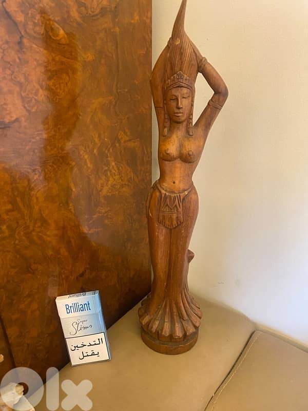 Old 35 cm old wooden carved statue far eat 1