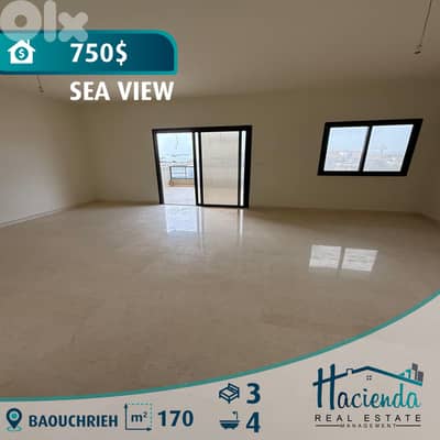 Sea View Apartment For Rent In Baouchrieh