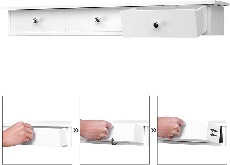 floating shelf of drawers 10