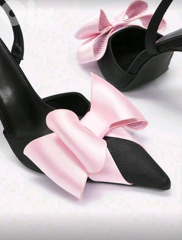 New Elegant Woman Pointed Toe Back Strap Bow High Heels 5