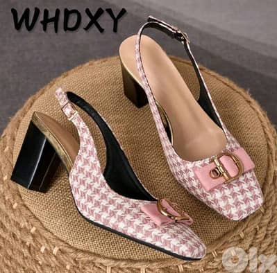New Woman Elegant Soft Pink Chunky With Open Back Design Shoes