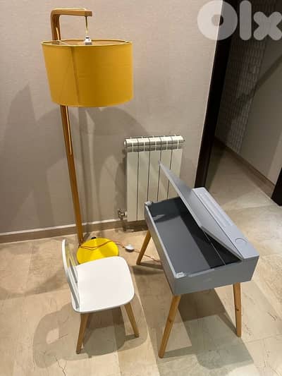 study desk chair and lamp