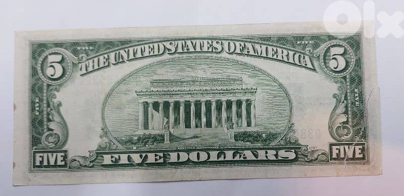 USA Silver Five Silver Dollar Banknote 1934 with small Tear on corner 1