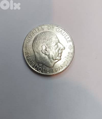 One French Franc coin Memorial president Charles De Gaulle 30 years