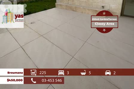 Broumana/Mar Chaaya 225m2 | 250m2 Garden/Terrace | Prime Location|TCH