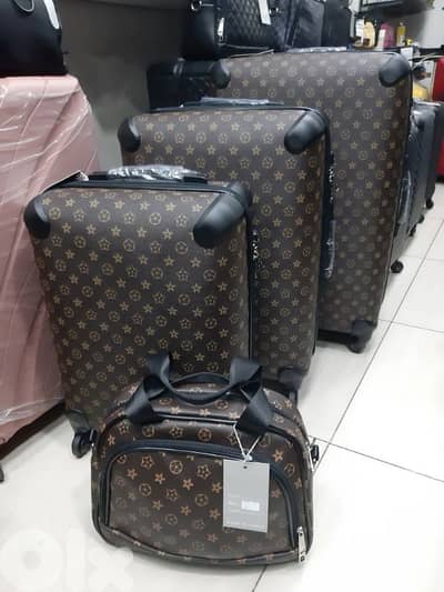 set 4 luggage suitcases leather handmade