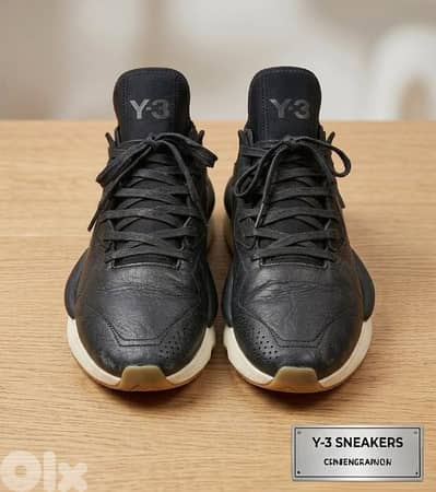 Y3 yohji yamamoto black leather for men