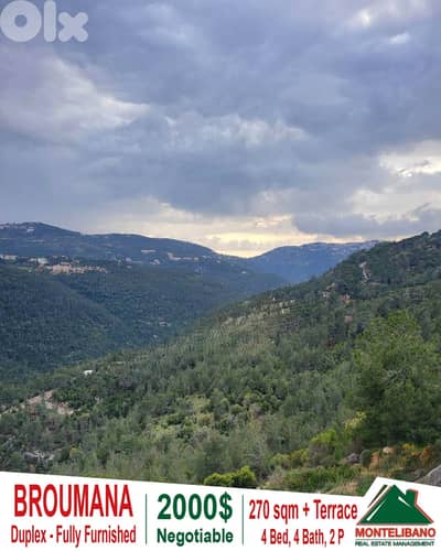 270 sqm Duplex For Rent in Broumana برمانا with Terrace