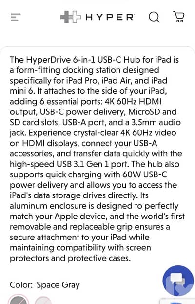 hyper drive 6 in1 for ipads pro and macbooks