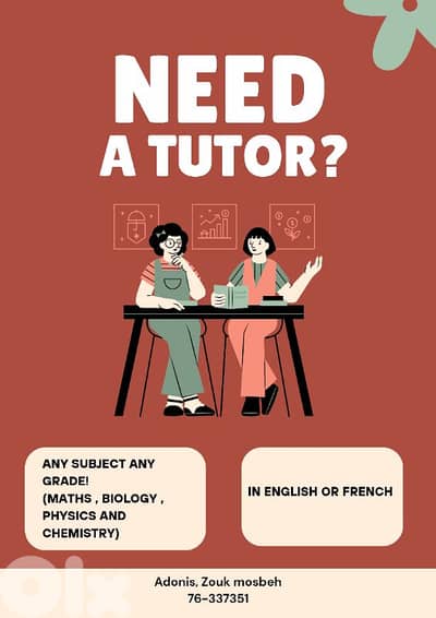 Private Teacher in zouk and jounieh area