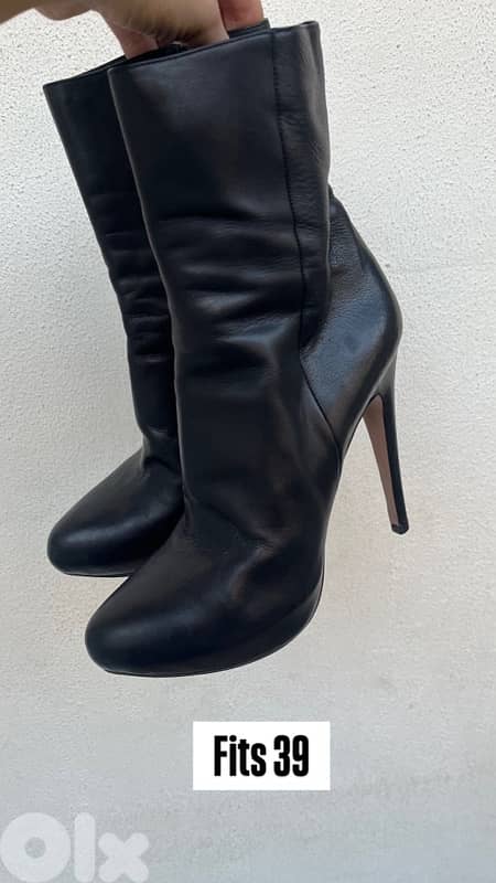 p r   calf leather mini booties size 39! 3