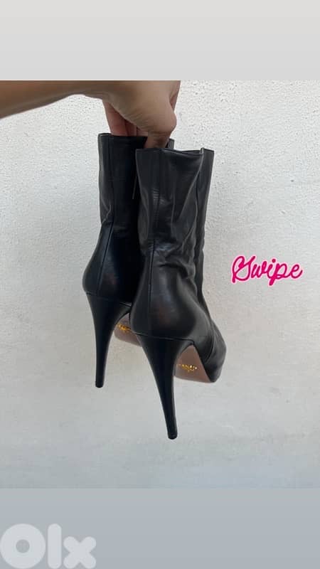 p r   calf leather mini booties size 39! 4