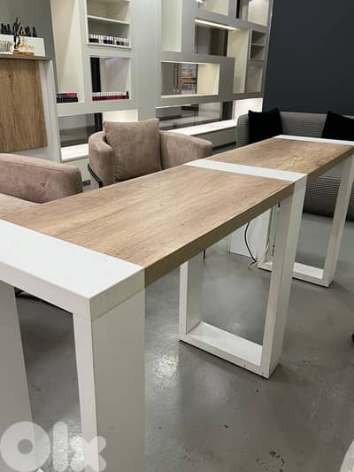 nail salon reception + manicure table