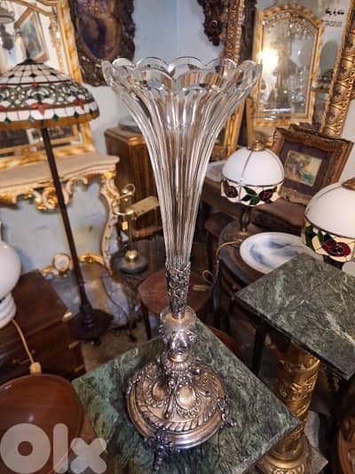 French Bronze and Crystal Cornet Vase Baccarat
