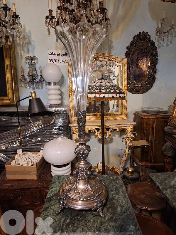 French Bronze and Crystal Cornet Vase Baccarat 1