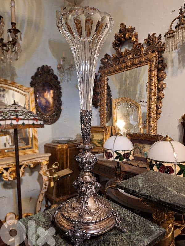 French Bronze and Crystal Cornet Vase Baccarat 3