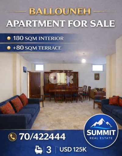 Apartment for Sale – Balouneh  | 206 sqm , 125000$ |