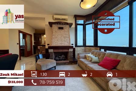 Zouk Mikael 130m2 | Furnished Flat | Calm Street |Panoramic View|EH\RH
