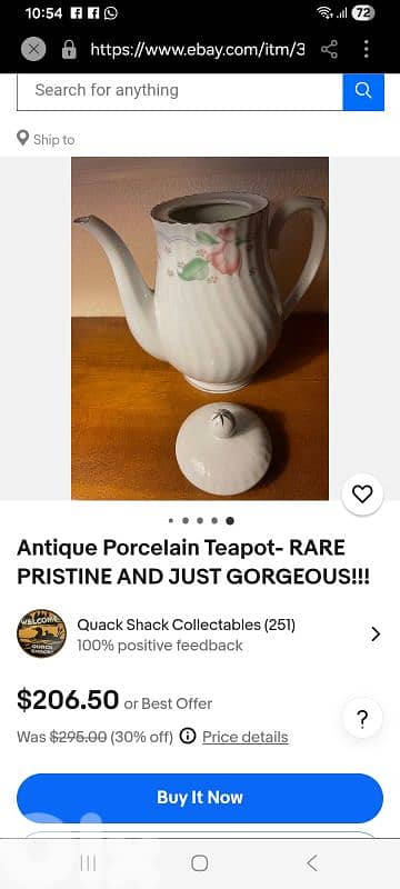 Antique Porcelain Teapot- RARE 4