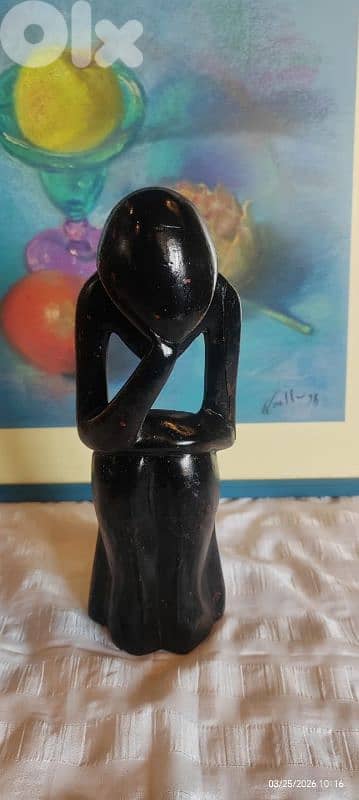 Vintage Thinker Statue Senegal Black