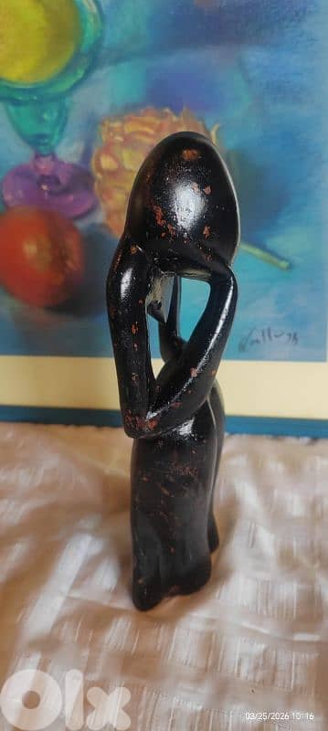 Vintage Thinker Statue Senegal Black 3
