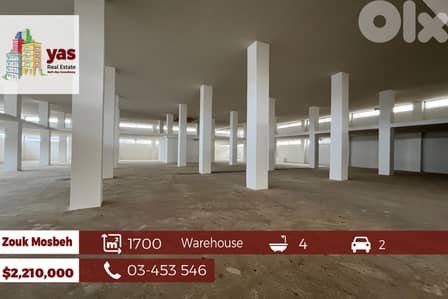 Zouk Mosbeh 1700m2 | Warehouse | Excellent Condition | Accessible | RH