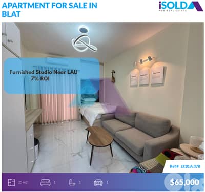 "Near LAU" Furnished 1 bedroom Studio+sea view 4sale in Blat - بلاط