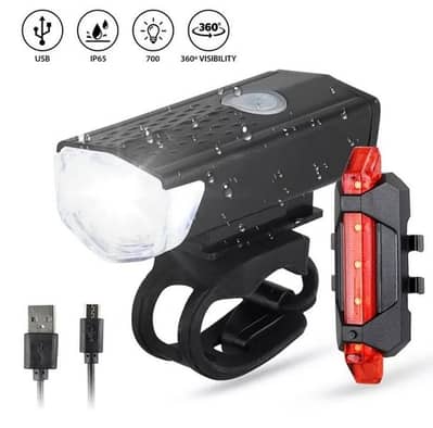 bike light set super bright USB Rechargeable