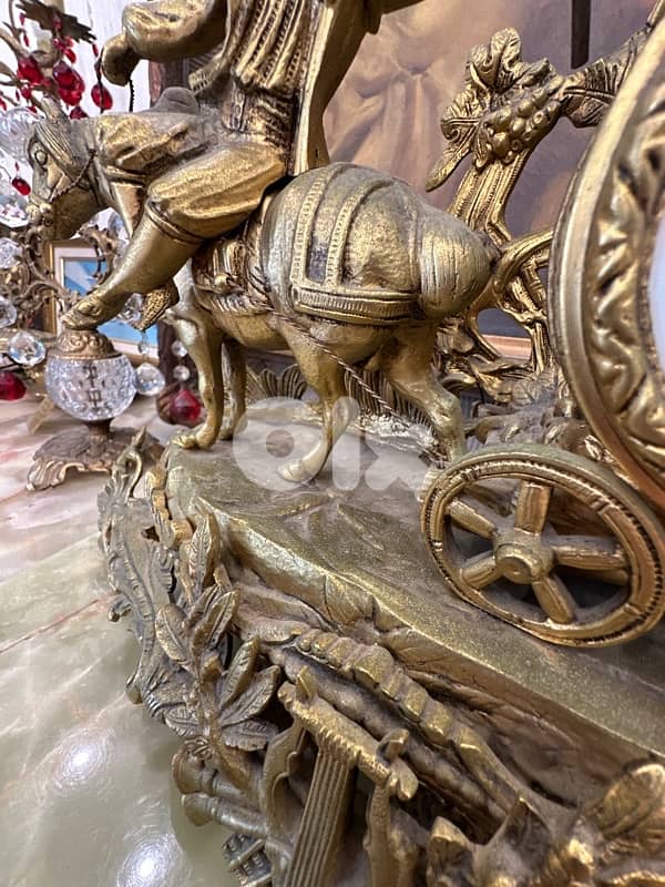 Vintage Mechanical Mantel Clock, Bronze & Marble Fireplace Clock, 10