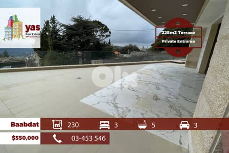 Baabdat 230m2 | 225m2 Garden/Terrace | Private Entrance |  TCH