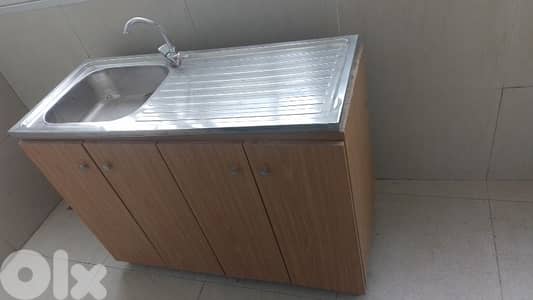 مجلى ستالس مع خزانة خشب