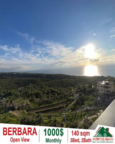 140 sqm Apartment For Rent in Berbara بربارة with Open View