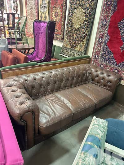 chesterfield sofa salon 2m leather original england
