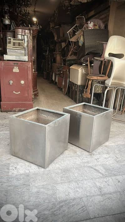 vintage 1970's chrome plater box pôt x2 حوض زيعة كروم حجم كبير