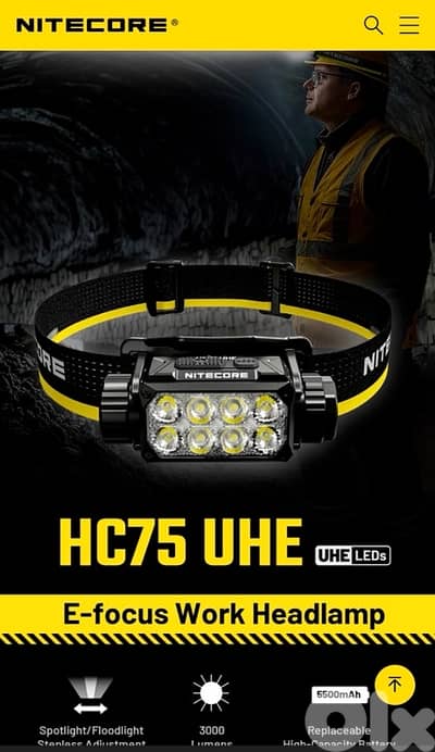 Nitecore HC75 UHE 3000 Lumen USB-C Rechargeable Zoomable Work Headlamp