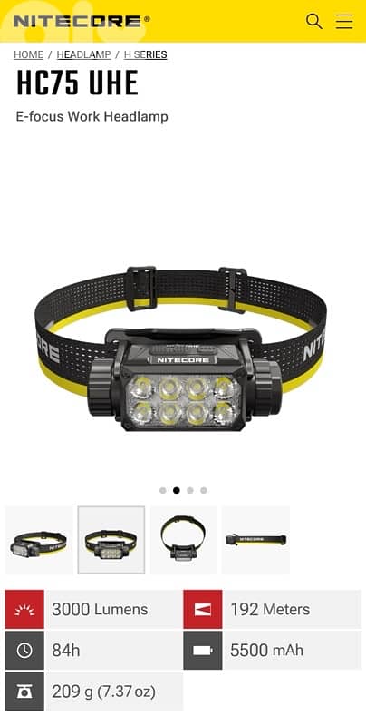 Nitecore HC75 UHE 3000 Lumen USB-C Rechargeable Zoomable Work Headlamp 2
