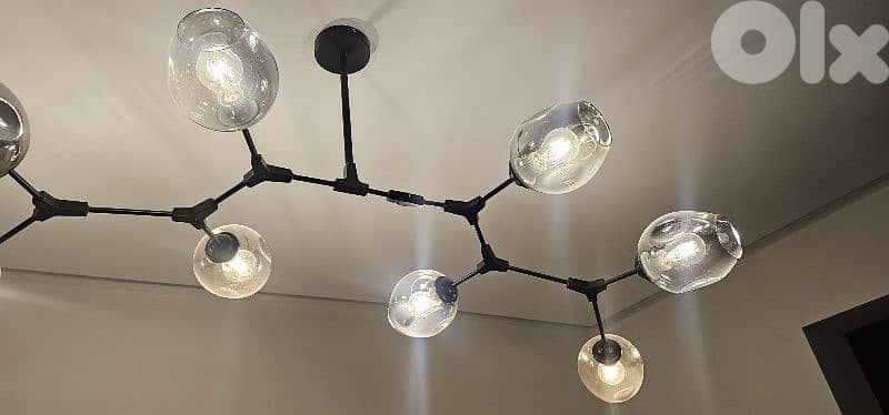 chandelier 8 glass globe shades 2