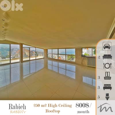 Rabieh | Charming High Ceiling Rooftop | 3 Master Bedrooms | Open View