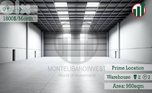 Warehouse for rent in Kfarhbab!!
