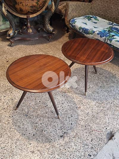 pair of vintage 1950 round tables