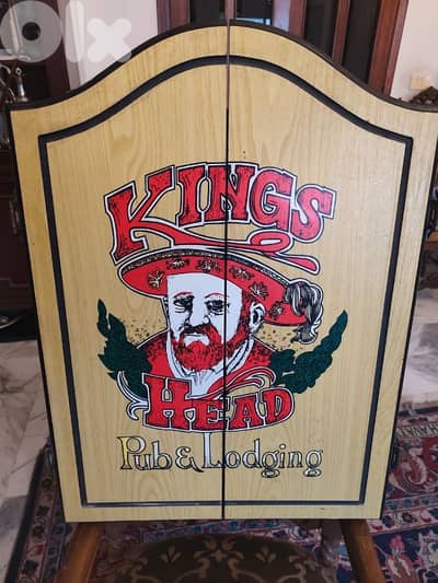 vintage dartboard cabinet set game from wood