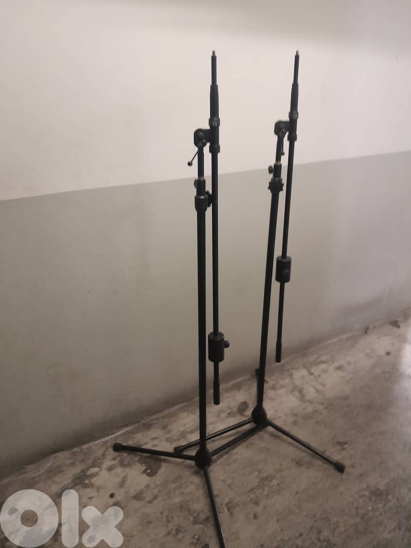 K&M Extra-long overhead microphone stands & 3 Table Stands w/Boom Arms 2
