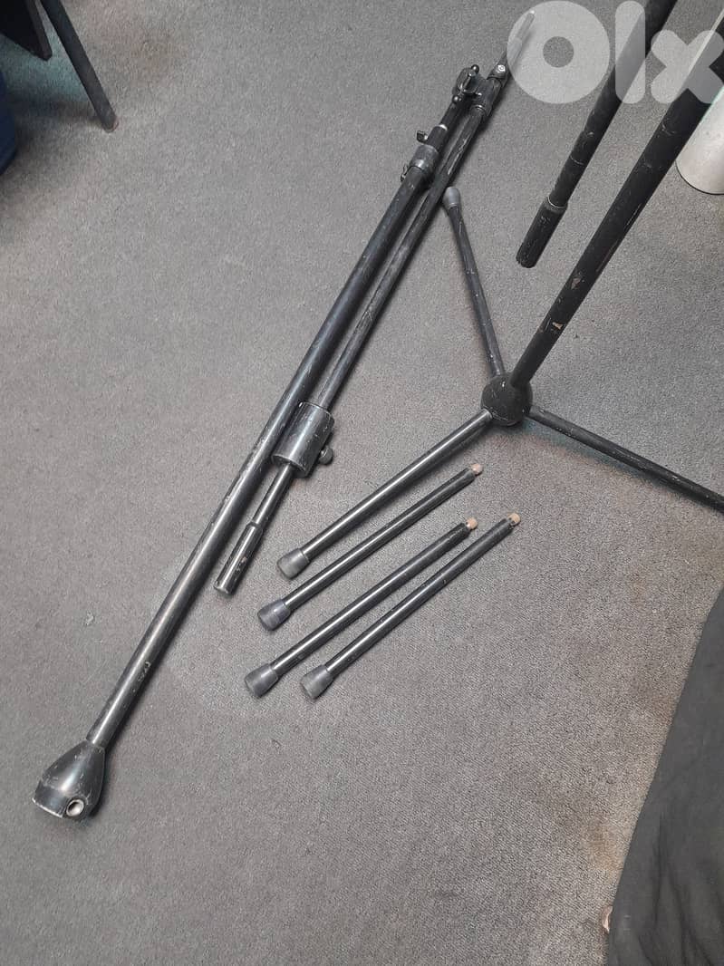K&M Extra-long overhead microphone stands & 3 Table Stands w/Boom Arms 3