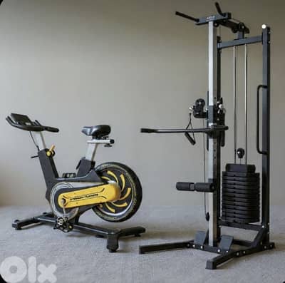 2 items (spinning bike + single pulley power)