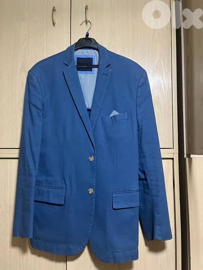 moustache blue blazer