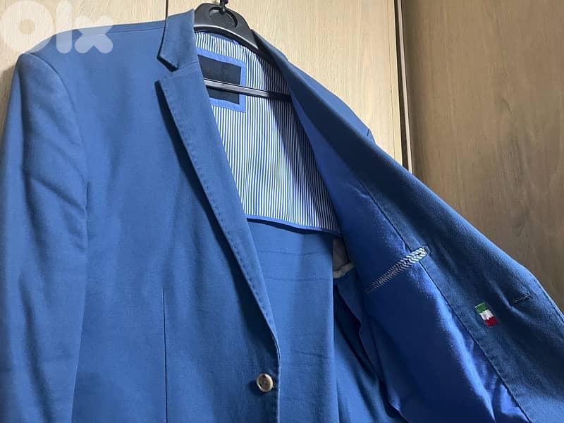 moustache blue blazer 1